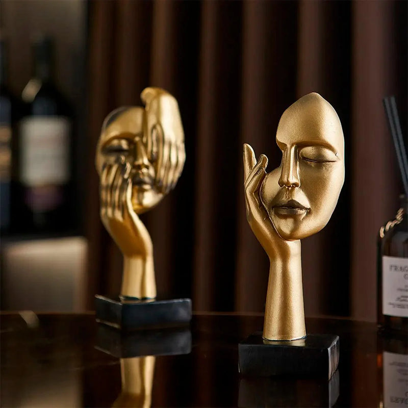 Escultura Decorativa em Resina Rosto Feminino