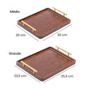 Bandeja Decorativa de Madeira com Alças