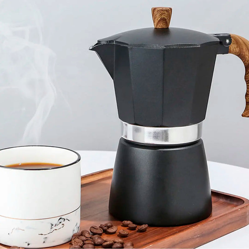 Cafeteira Italiana Moka Alça de Madeira