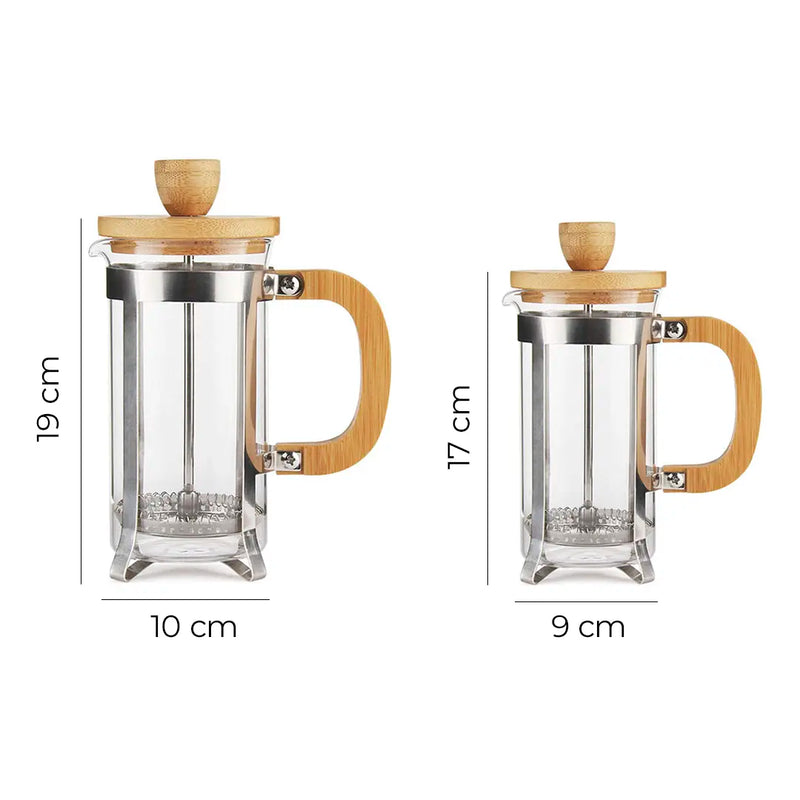 Cafeteira Prensa Francesa com Tampa e Alça de Bambu