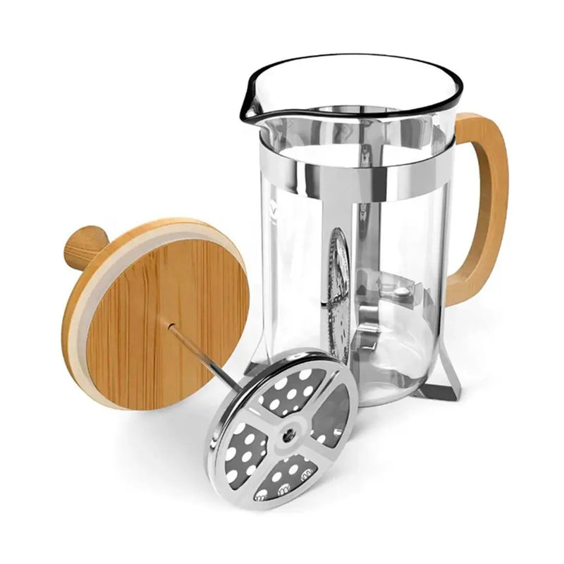 Cafeteira Prensa Francesa com Tampa e Alça de Bambu