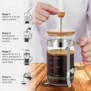 Cafeteira Prensa Francesa com Tampa e Alça de Bambu