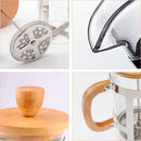 Cafeteira Prensa Francesa com Tampa e Alça de Bambu