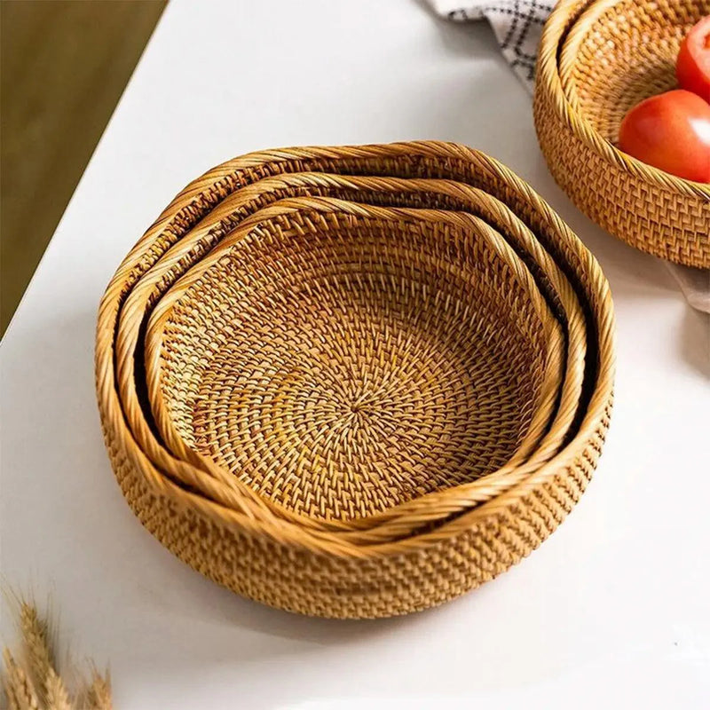 Cesta de Palha de Vime Feita à Mão