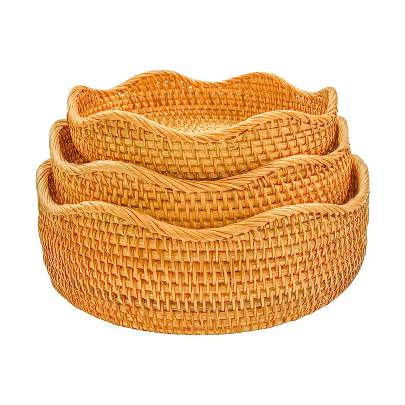 Cesta de Palha de Vime Feita à Mão