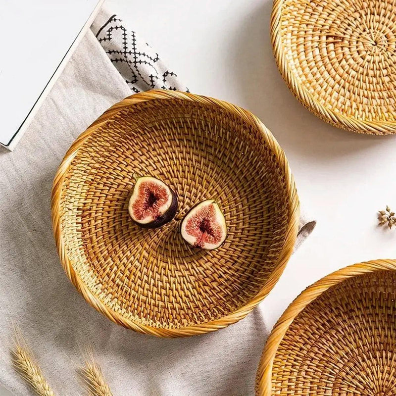 Cesta de Palha de Vime Feita à Mão