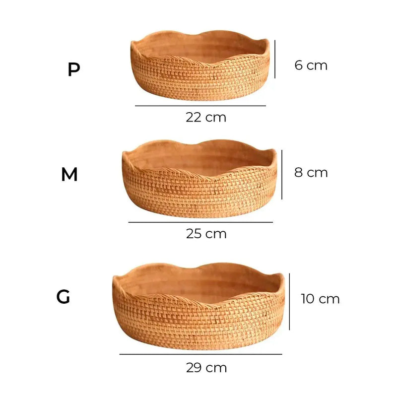 Cesta de Palha de Vime Feita à Mão