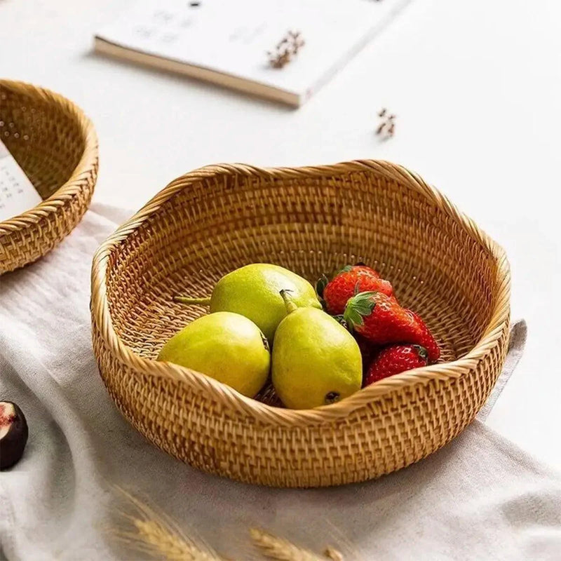 Cesta de Palha de Vime Feita à Mão