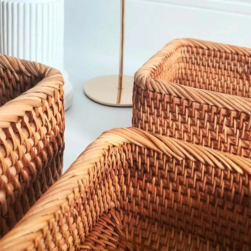 Cesto de Palha Rattan Feito à Mão