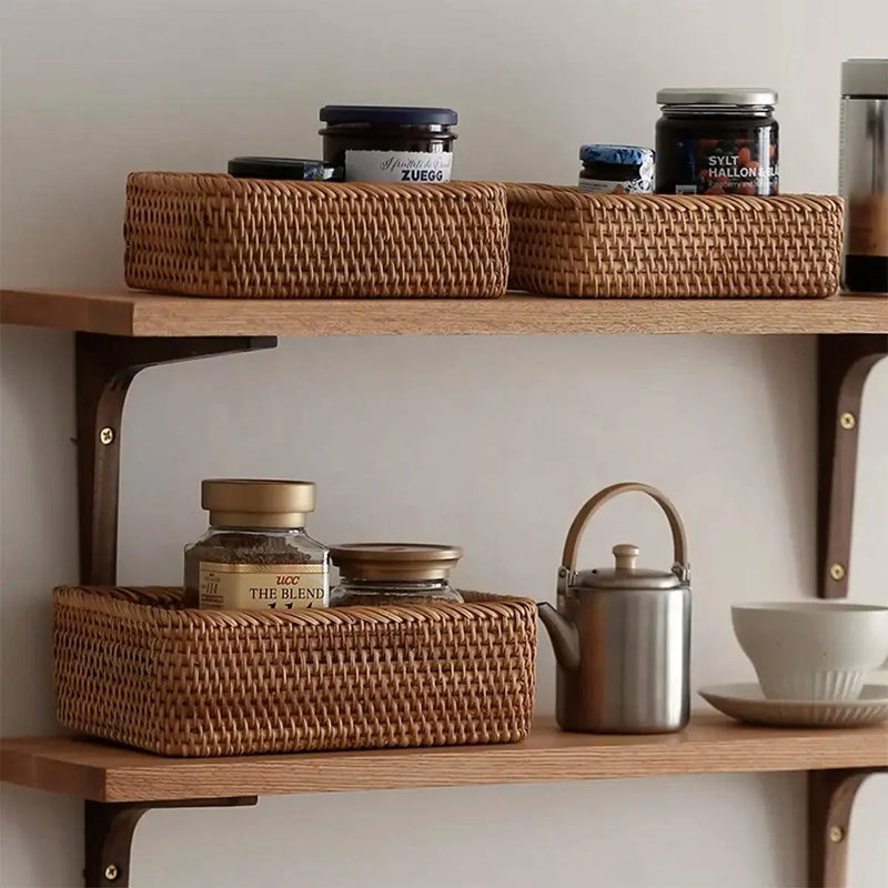 Cesto de Palha Rattan Feito à Mão