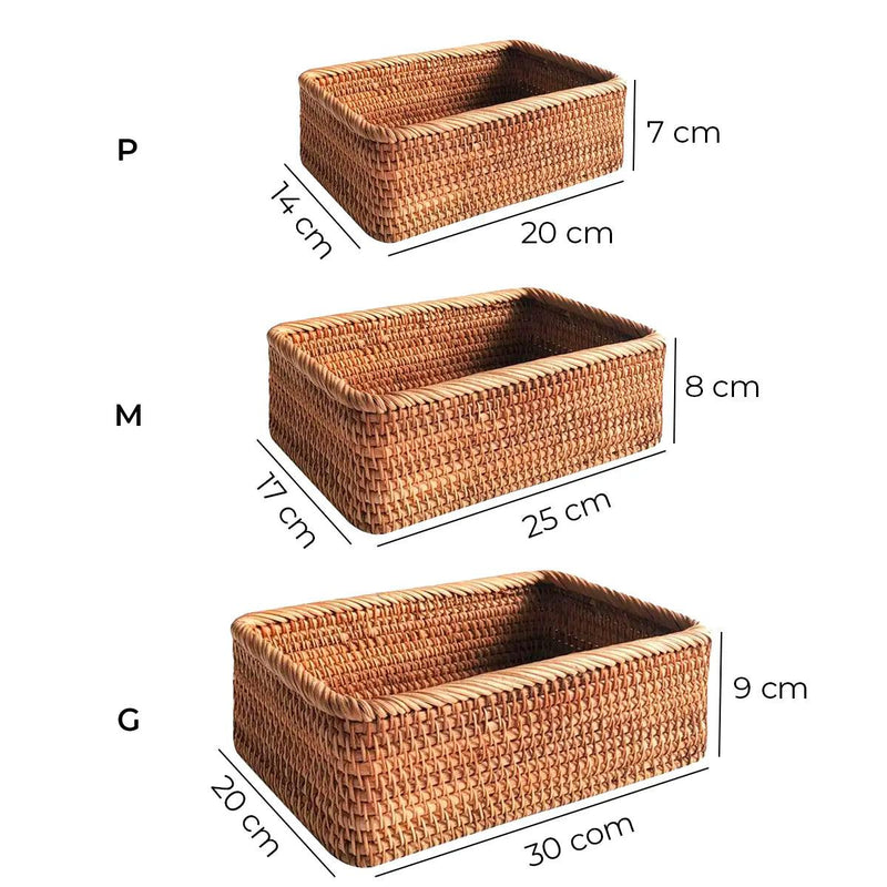 Cesto de Palha Rattan Feito à Mão