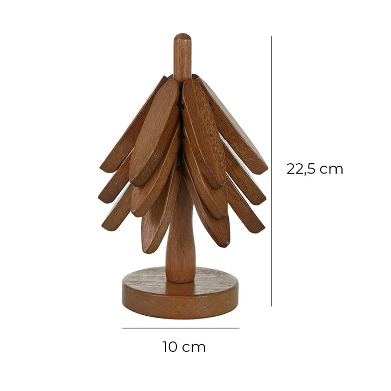 Descanso de Panela de Madeira com Suporte