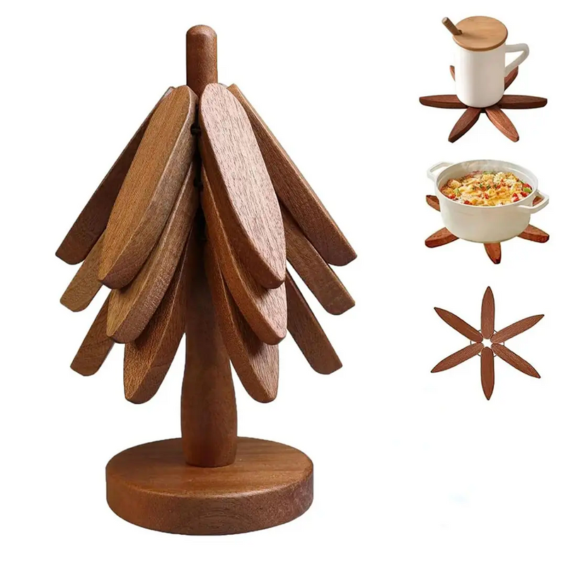 Descanso de Panela de Madeira com Suporte