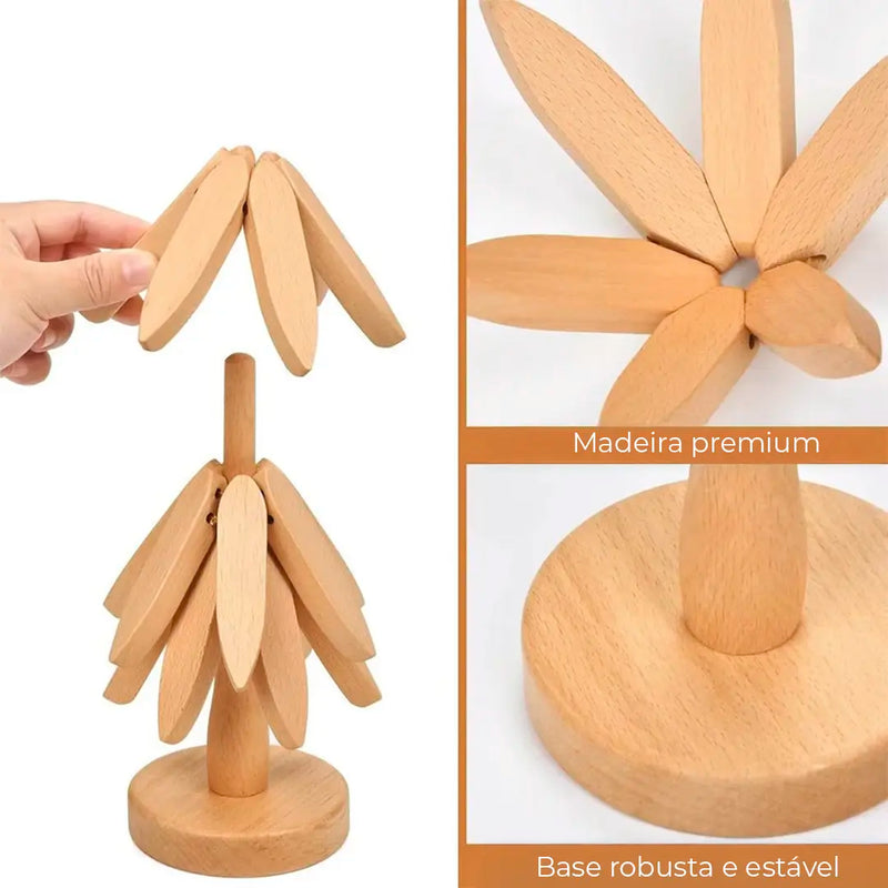 Descanso de Panela de Madeira com Suporte