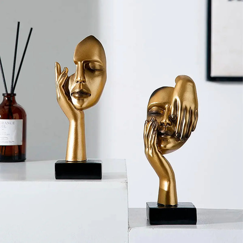 Escultura Decorativa em Resina Rosto Feminino