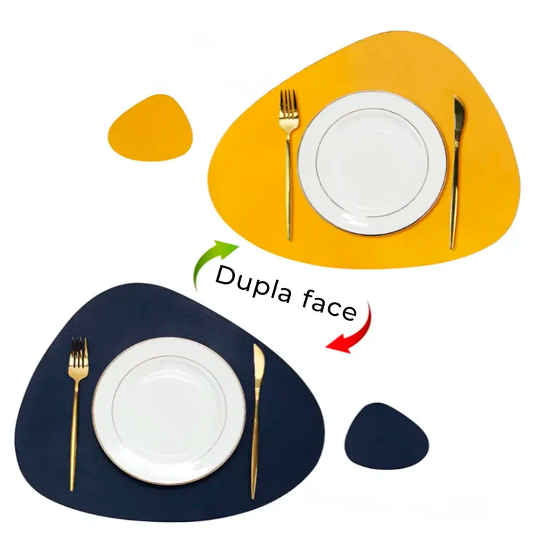 Jogo Americano Dupla Face com Porta Copos - 4 lugares