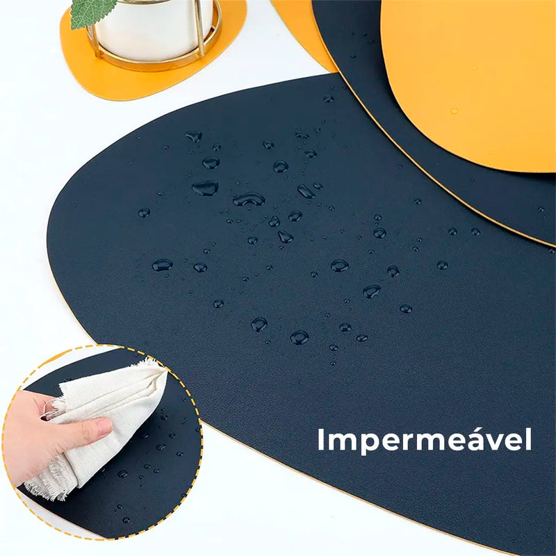 Jogo Americano Dupla Face com Porta Copos - 4 lugares