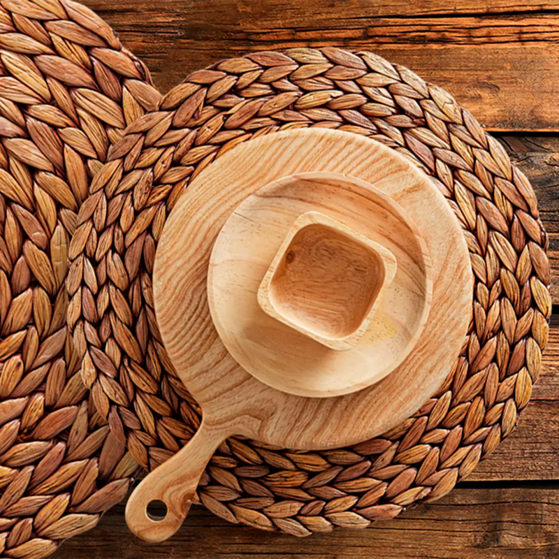 Jogo Americano Redondo de Rattan Natural