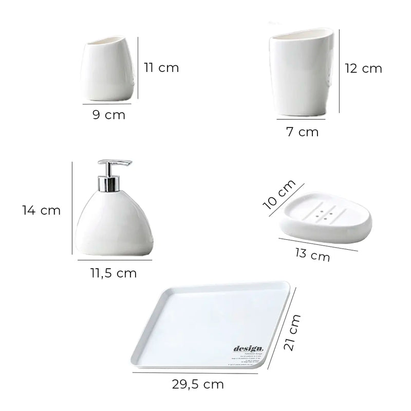 Kit Banheiro Lavabo em Cerâmica Elegance