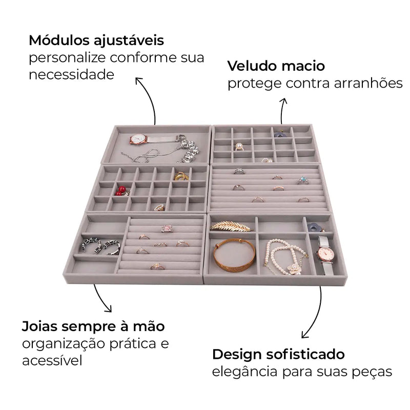 Kit Organizador de Joias para Gaveta - 6 peças