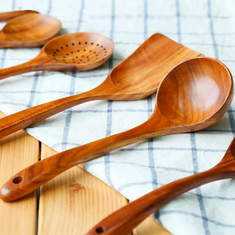 Kit Utensílios de Cozinha 5 peças de Madeira