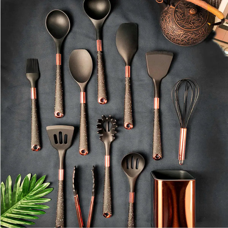 Kit Utensílios de Cozinha de Silicone Rose Gold 6 ou 10 Peças
