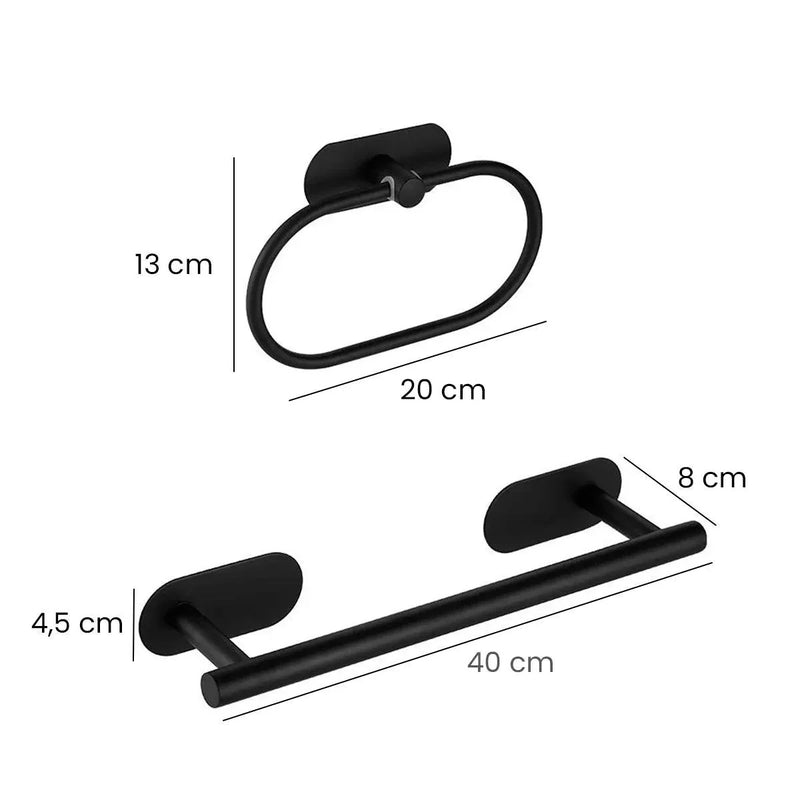 Kit de Acessórios para Banheiro Inox 4 peças Sem Furos