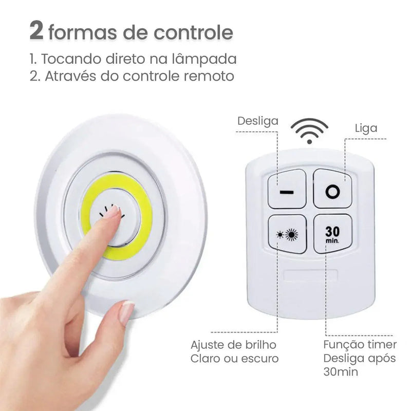 Kit de Lâmpadas de Led Sem Fio com Controle Remoto