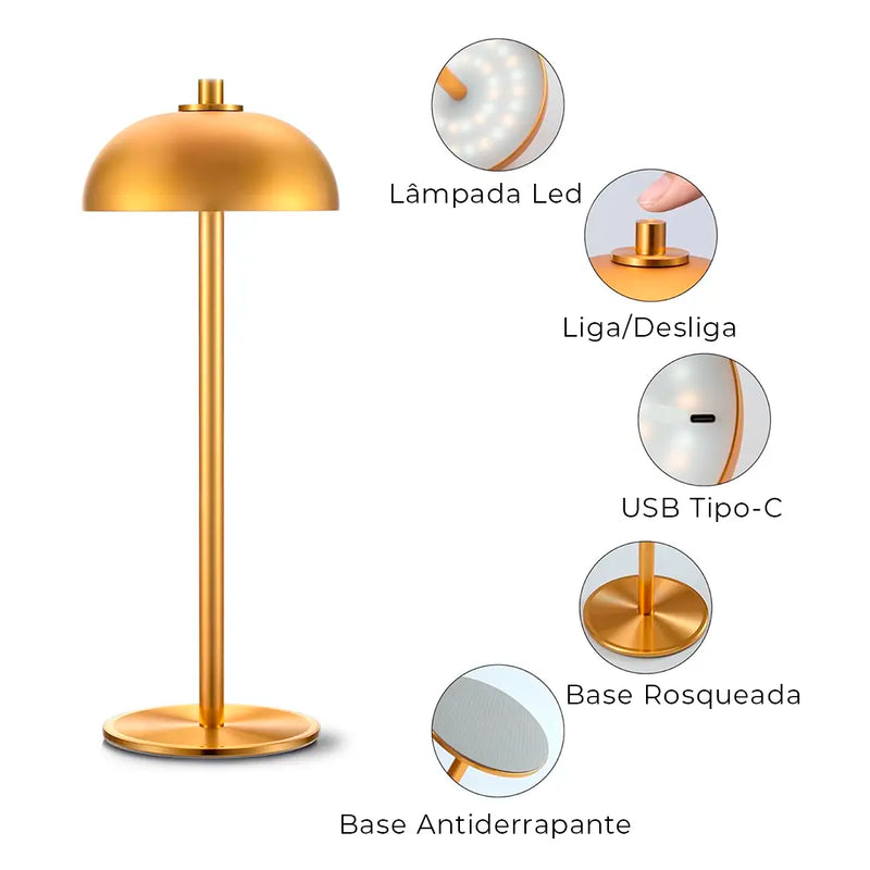 Luminária Abajur de Mesa Cogumelo Domus