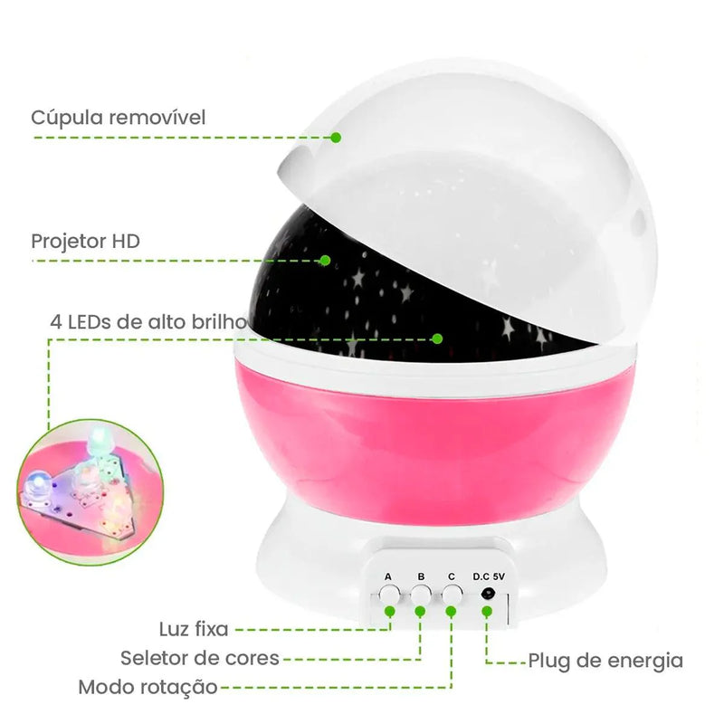 Luminária e Projetor Quarto Mágico