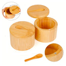 Porta Temperos de Bambu Natural com Tampa Magnética - 2 unidades