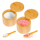 Porta Temperos de Bambu Natural com Tampa Magnética - 2 unidades