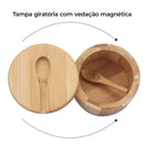 Porta Temperos de Bambu Natural com Tampa Magnética - 2 unidades