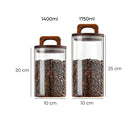 Pote Hermético de Vidro com Tampa de Madeira