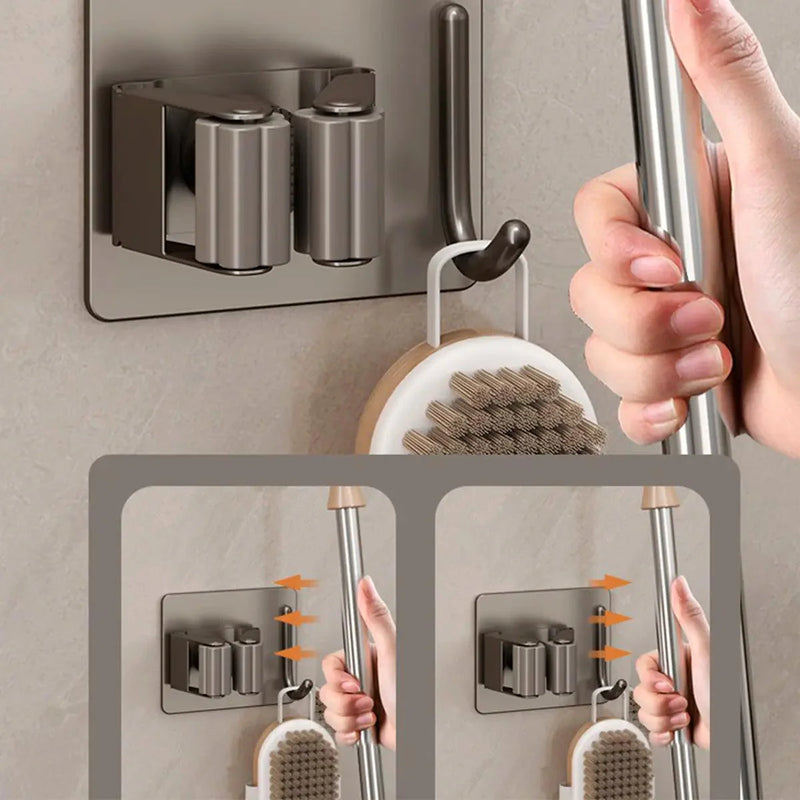 Suporte Organizador em Aço Inoxidável para Vassouras e Rodos
