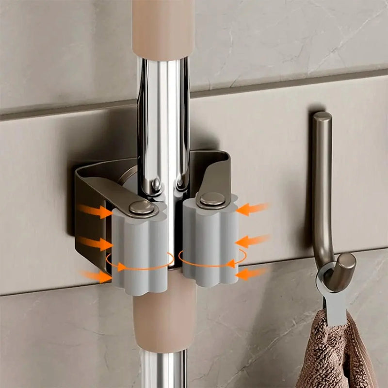 Suporte Organizador em Aço Inoxidável para Vassouras e Rodos