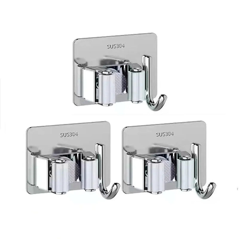 Suporte Organizador em Aço Inoxidável para Vassouras e Rodos