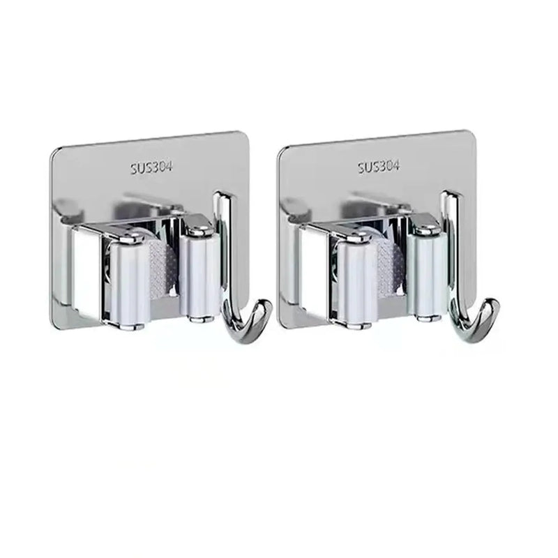 Suporte Organizador em Aço Inoxidável para Vassouras e Rodos