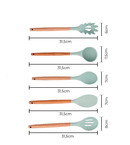 Kit Utensílios de Cozinha 12 Peças de Silicone com Cabo de Madeira
