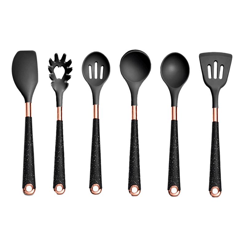 Kit Utensílios de Cozinha de Silicone Rose Gold 6 ou 10 Peças